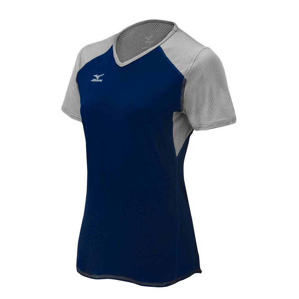 Mizuno Techno VI Short Sleeve - Bayan Forma - Lacivert/Gümüş Türkiye (AFEMRY-097)